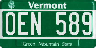 VT license plate OEN589