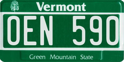 VT license plate OEN590
