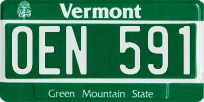 VT license plate OEN591