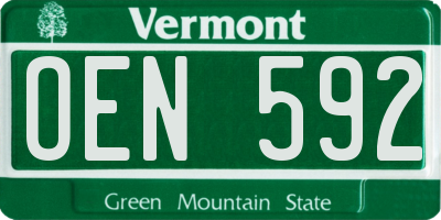 VT license plate OEN592