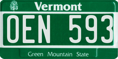VT license plate OEN593