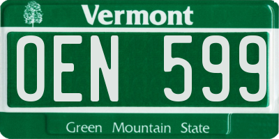 VT license plate OEN599
