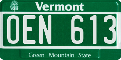 VT license plate OEN613