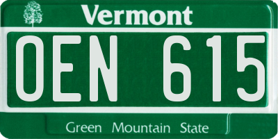 VT license plate OEN615