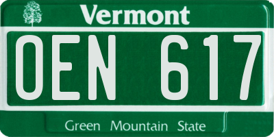 VT license plate OEN617