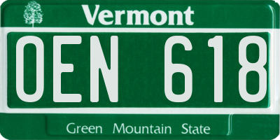 VT license plate OEN618