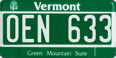 VT license plate OEN633