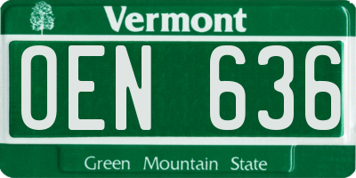 VT license plate OEN636