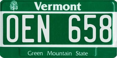 VT license plate OEN658