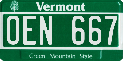 VT license plate OEN667
