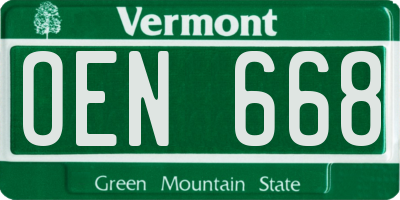 VT license plate OEN668