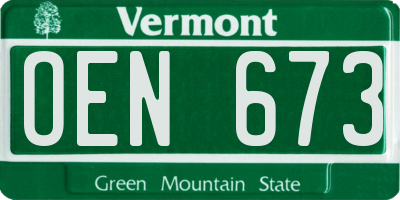 VT license plate OEN673