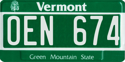 VT license plate OEN674
