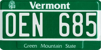 VT license plate OEN685