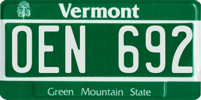 VT license plate OEN692