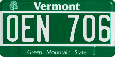 VT license plate OEN706