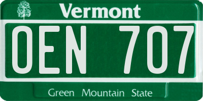 VT license plate OEN707