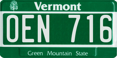 VT license plate OEN716