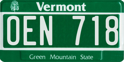 VT license plate OEN718
