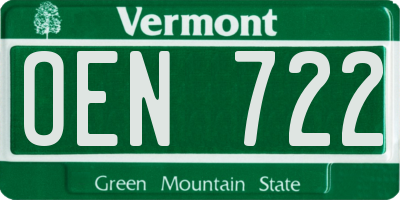 VT license plate OEN722