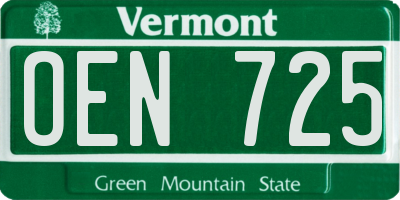 VT license plate OEN725