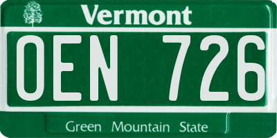 VT license plate OEN726