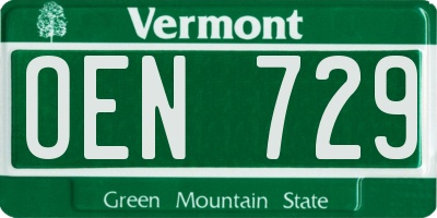 VT license plate OEN729