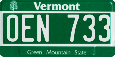 VT license plate OEN733