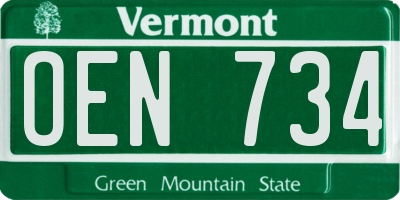 VT license plate OEN734