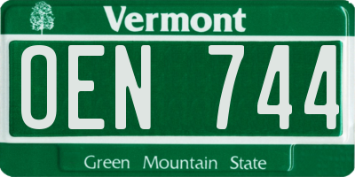 VT license plate OEN744