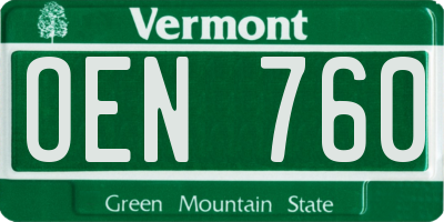 VT license plate OEN760