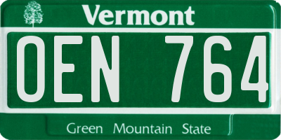 VT license plate OEN764