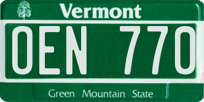 VT license plate OEN770