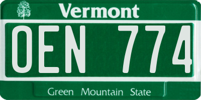 VT license plate OEN774
