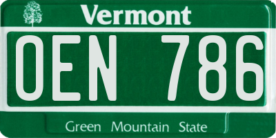 VT license plate OEN786