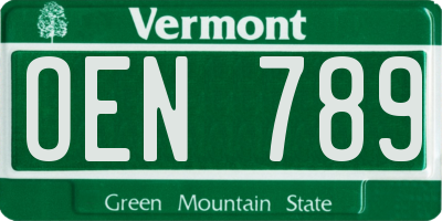 VT license plate OEN789