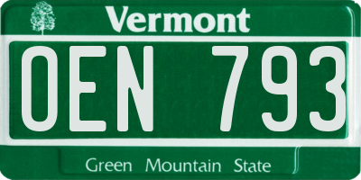 VT license plate OEN793