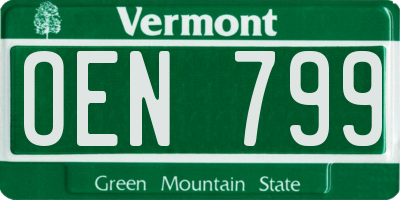 VT license plate OEN799