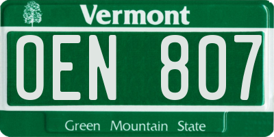 VT license plate OEN807