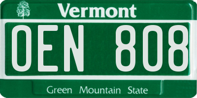 VT license plate OEN808