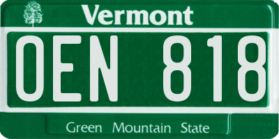 VT license plate OEN818