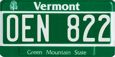 VT license plate OEN822