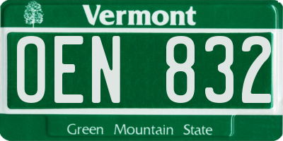 VT license plate OEN832