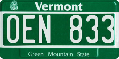VT license plate OEN833