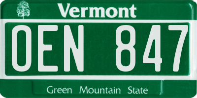 VT license plate OEN847