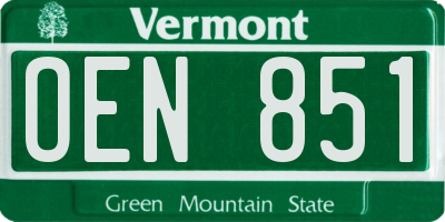 VT license plate OEN851