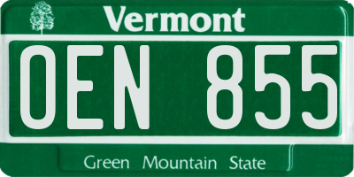VT license plate OEN855