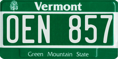 VT license plate OEN857