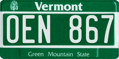 VT license plate OEN867