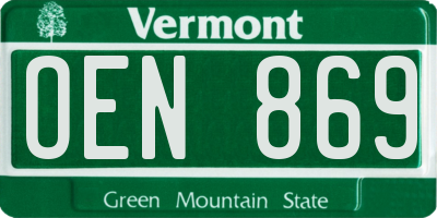 VT license plate OEN869